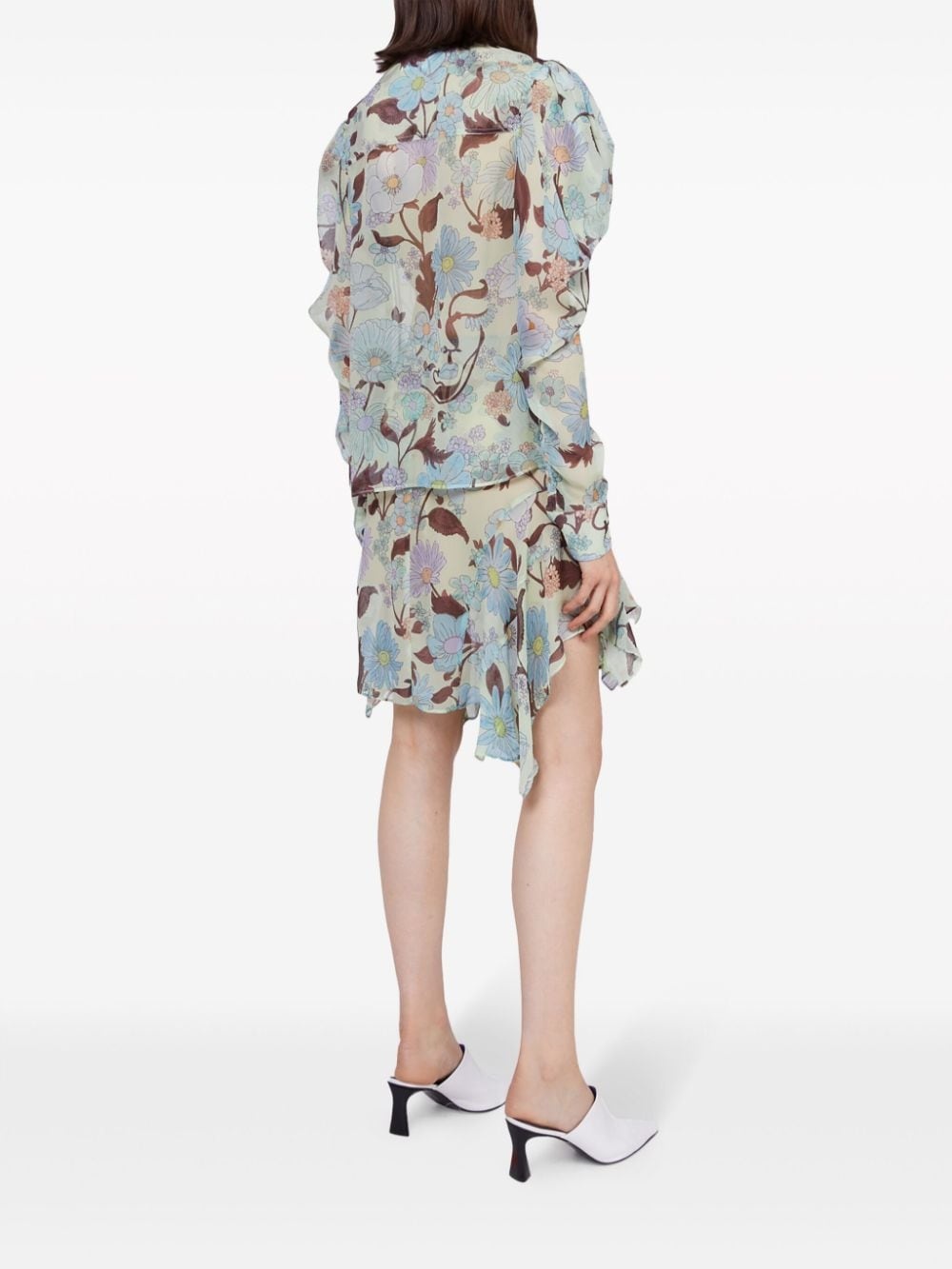 Lady Garden-print silk chiffon skirt - 3