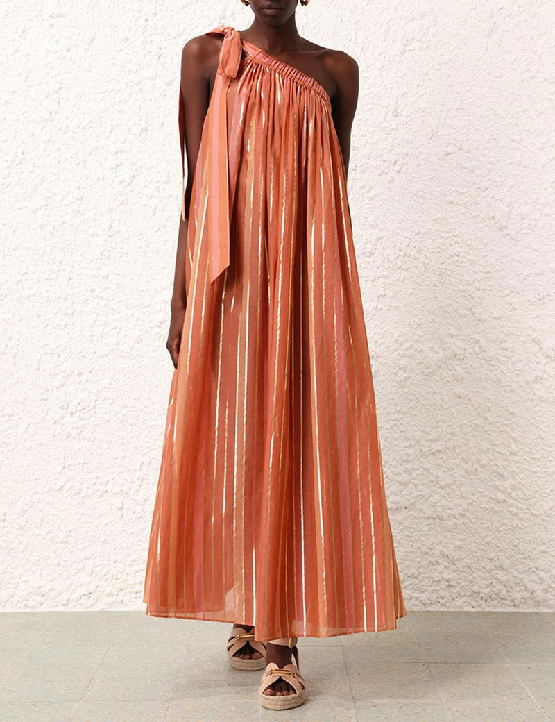 zimmermann asymmetric midi dress Zimmermann Ginger Asymmetric Midi dress Yellow Linen backless – Naked Pear main image 1