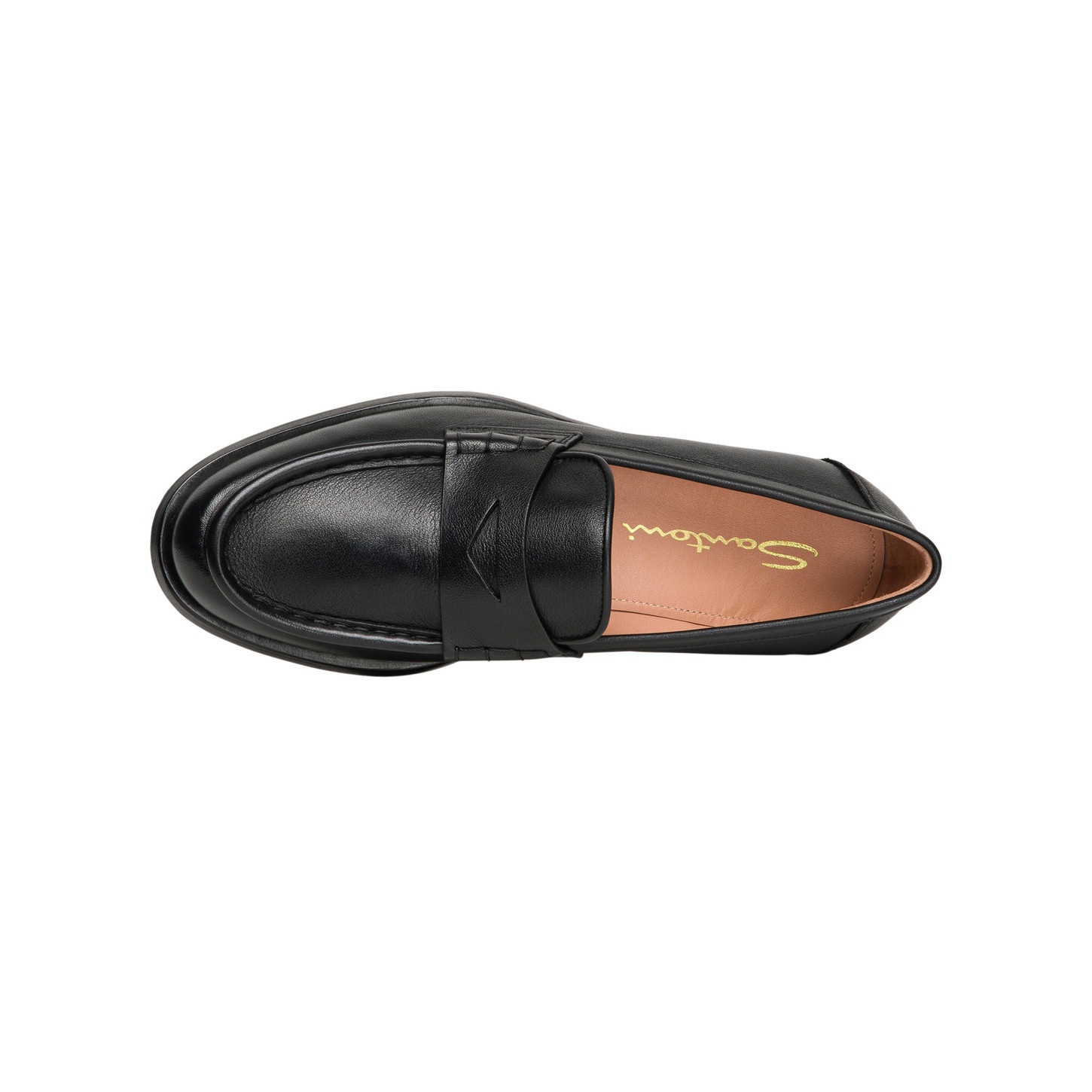 Women's black leather penny loafer - 5