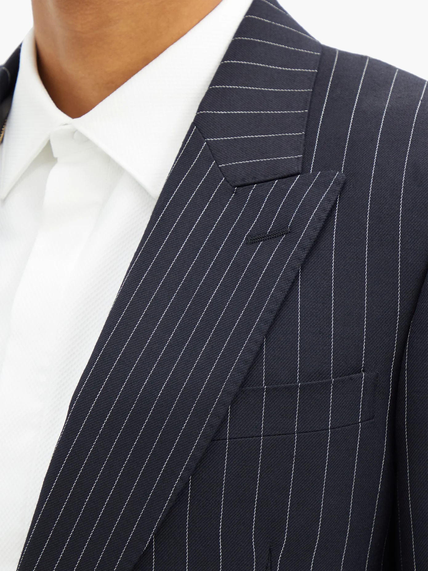 Pinstriped single-breasted wool jacket - 4