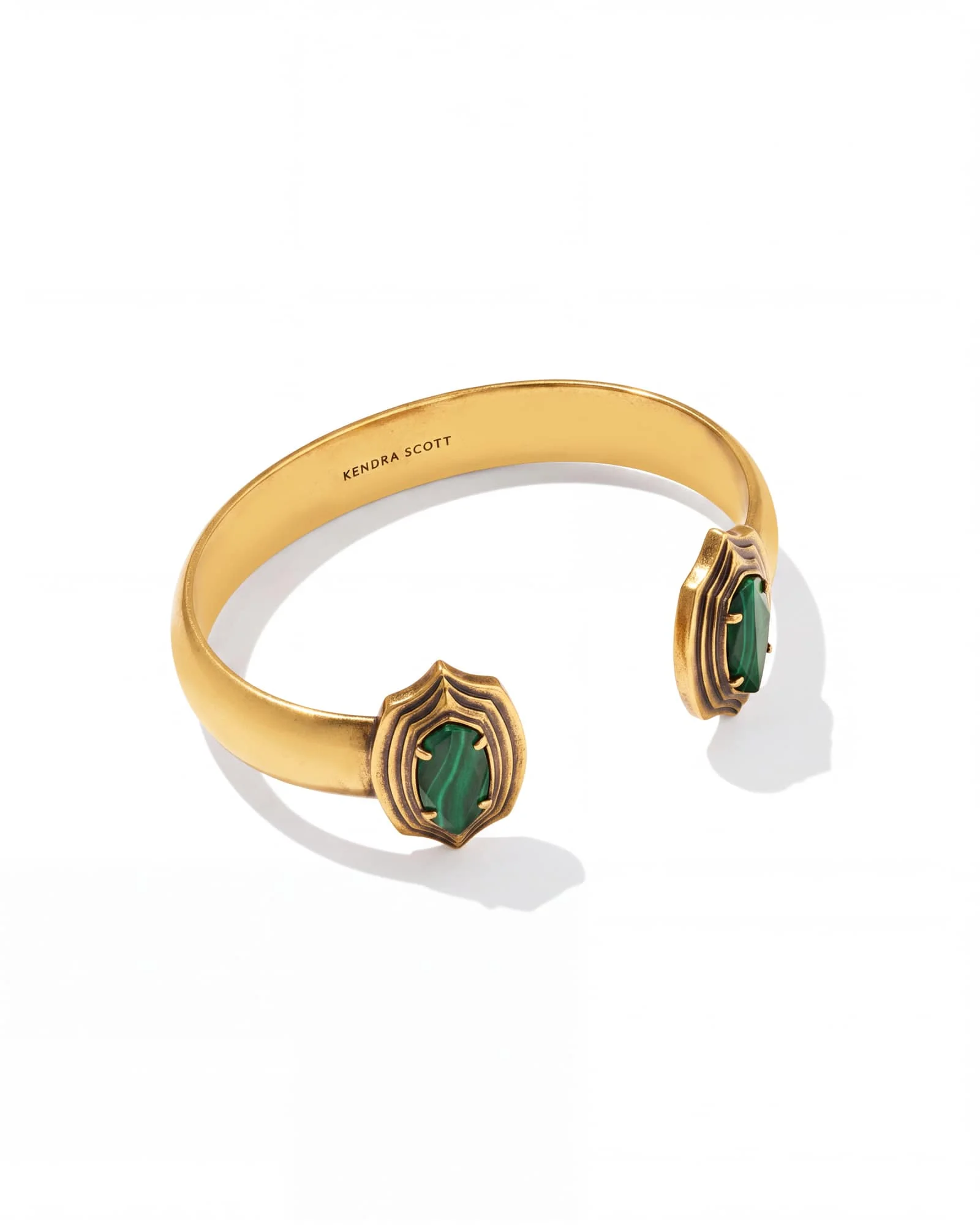 Elton Stepped Frame Vintage Gold Cuff Bracelet - 1