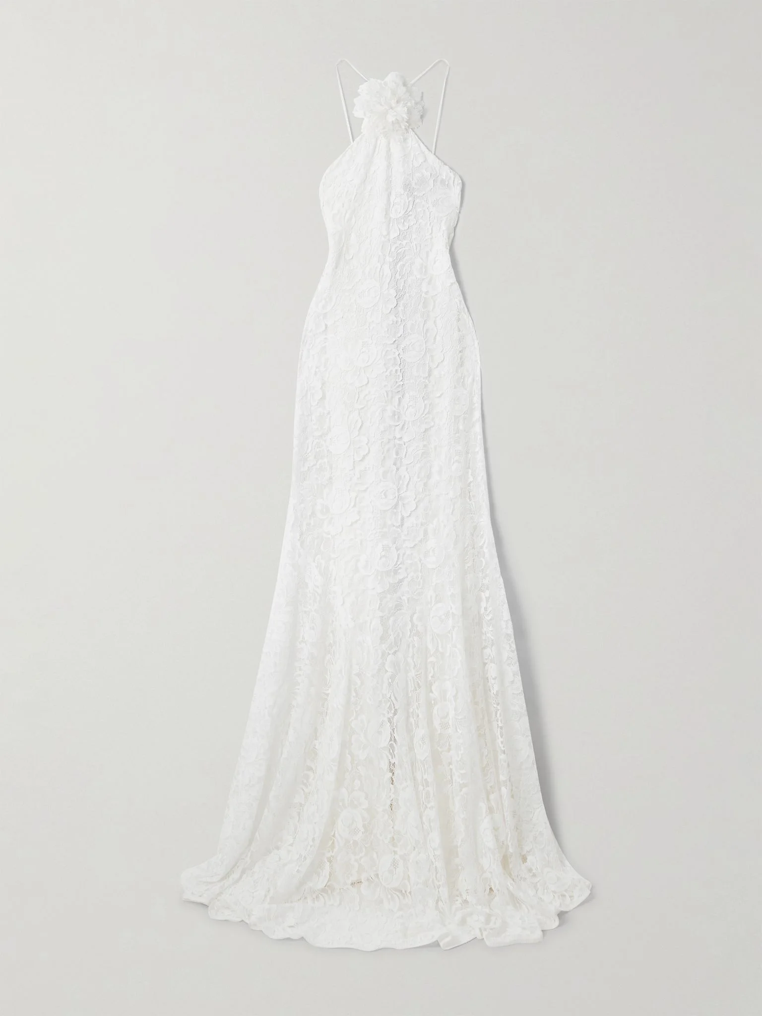 Appliquéd organic cotton-blend lace gown White - 1