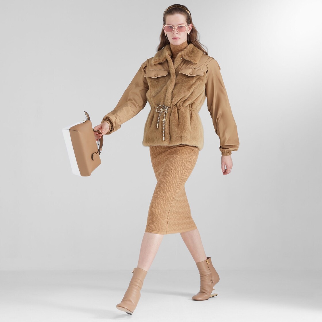 Beige viscose skirt - 4