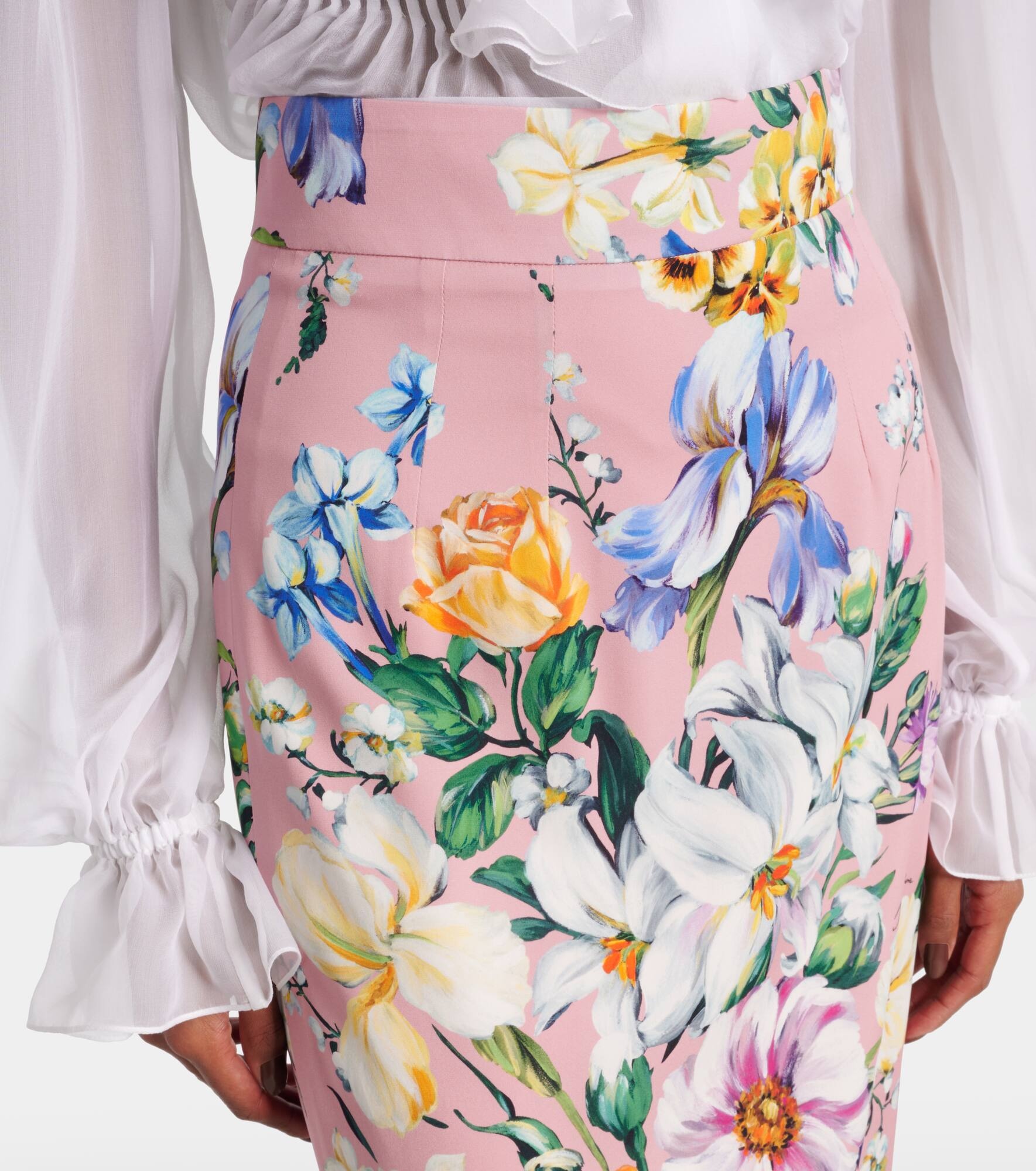 Floral silk-blend pencil skirt - 4