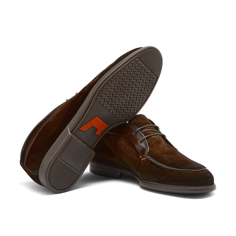 Men's dark brown suede and leather desert boot 4