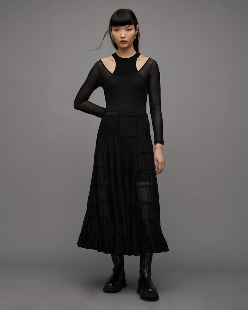 EVA ELASTICATED WAIST TIERED MAXI SKIRT 5