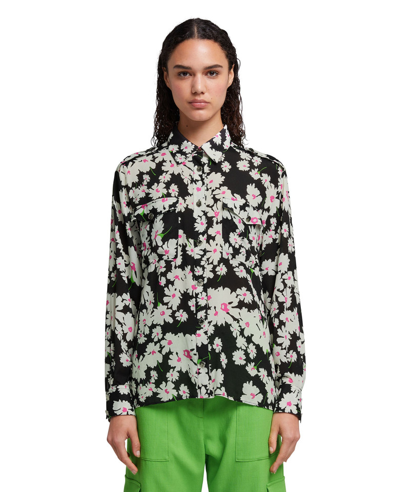 MSGM Fluid fabric shirt with small pockets and daisy print outlook