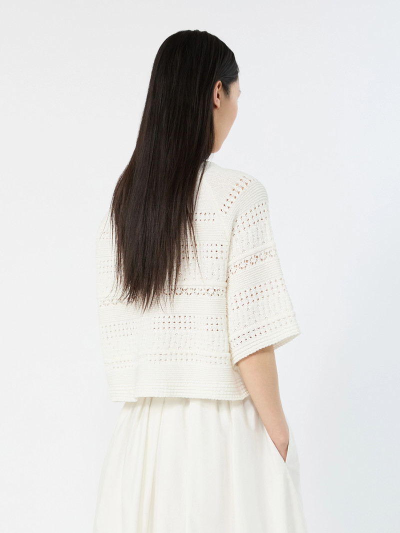 WKIORCHE Crochet cotton sweater - IVORY 4