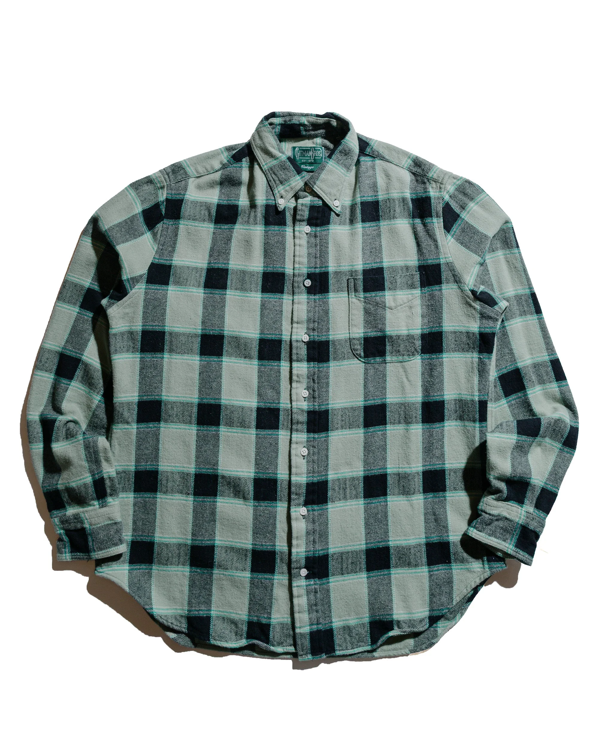 Celeste Green/Black Brushed Winter Madras Shirt - 1