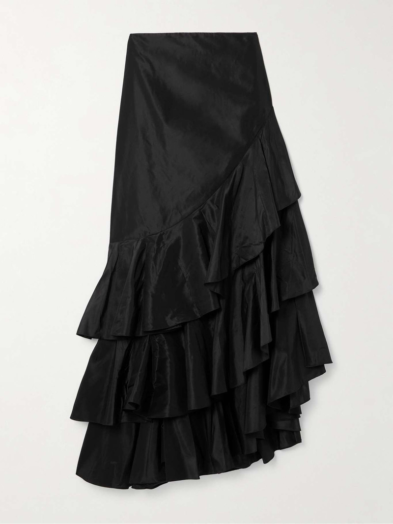 Spirit of Exploration asymmetric ruffled silk maxi skirt 1