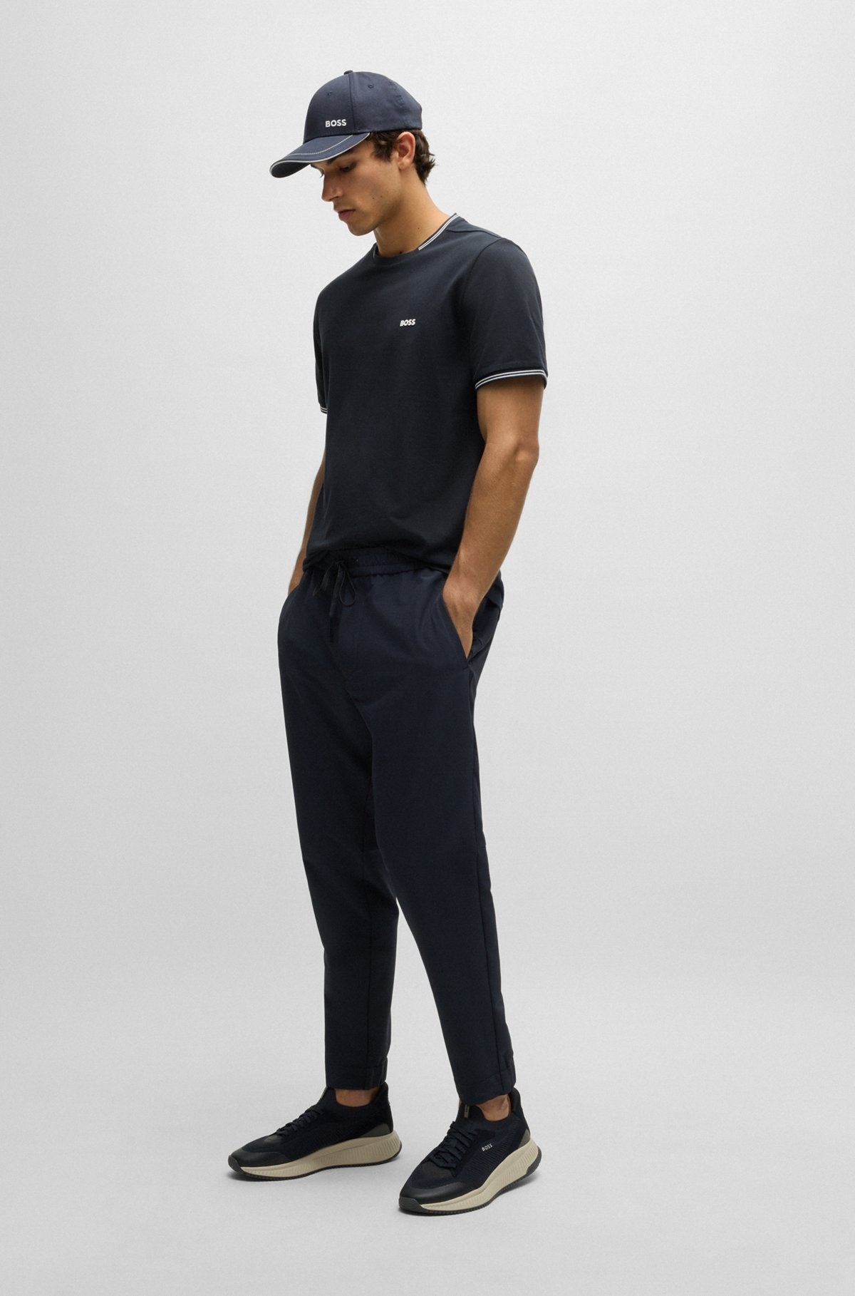 STRETCH-COTTON REGULAR-FIT T-SHIRT WITH CONTRAST LOGO - 4