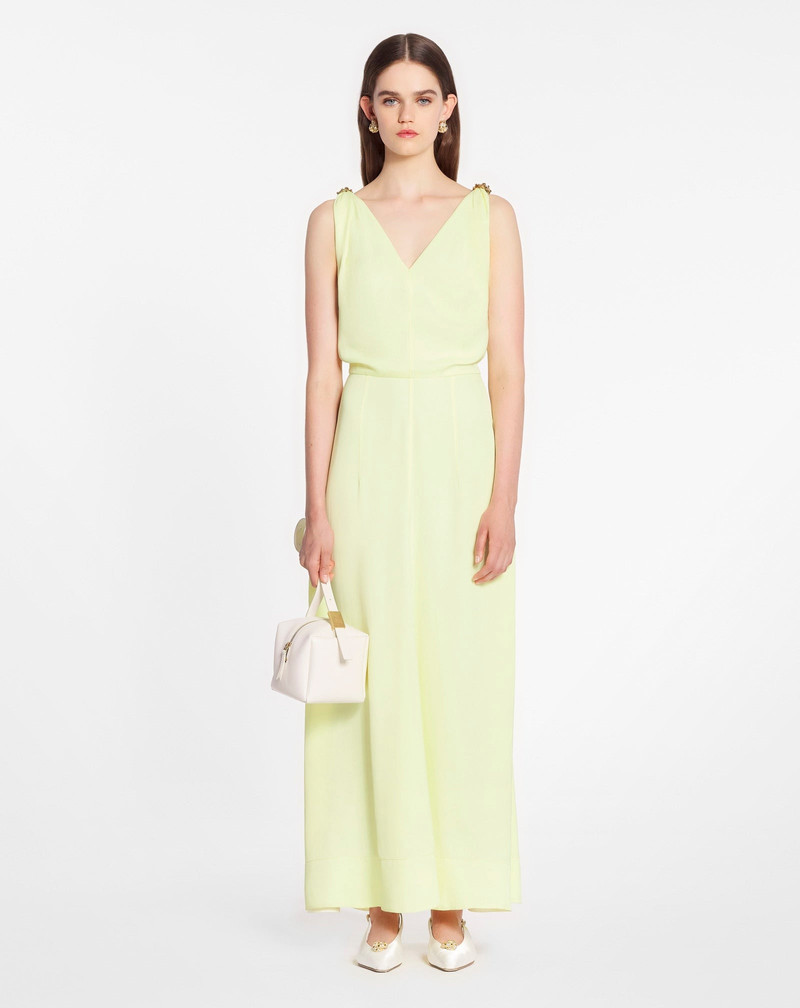 Lanvin SLEEVLESS V NECK FLARE MIDI DRESS IN SATIN outlook