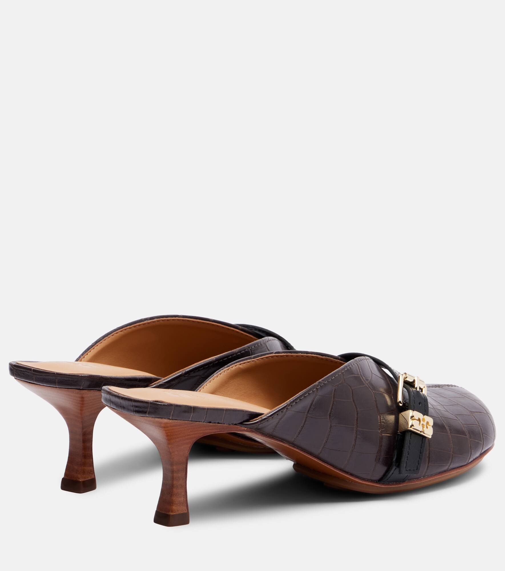 40 crocodile-effect leather mules - 2