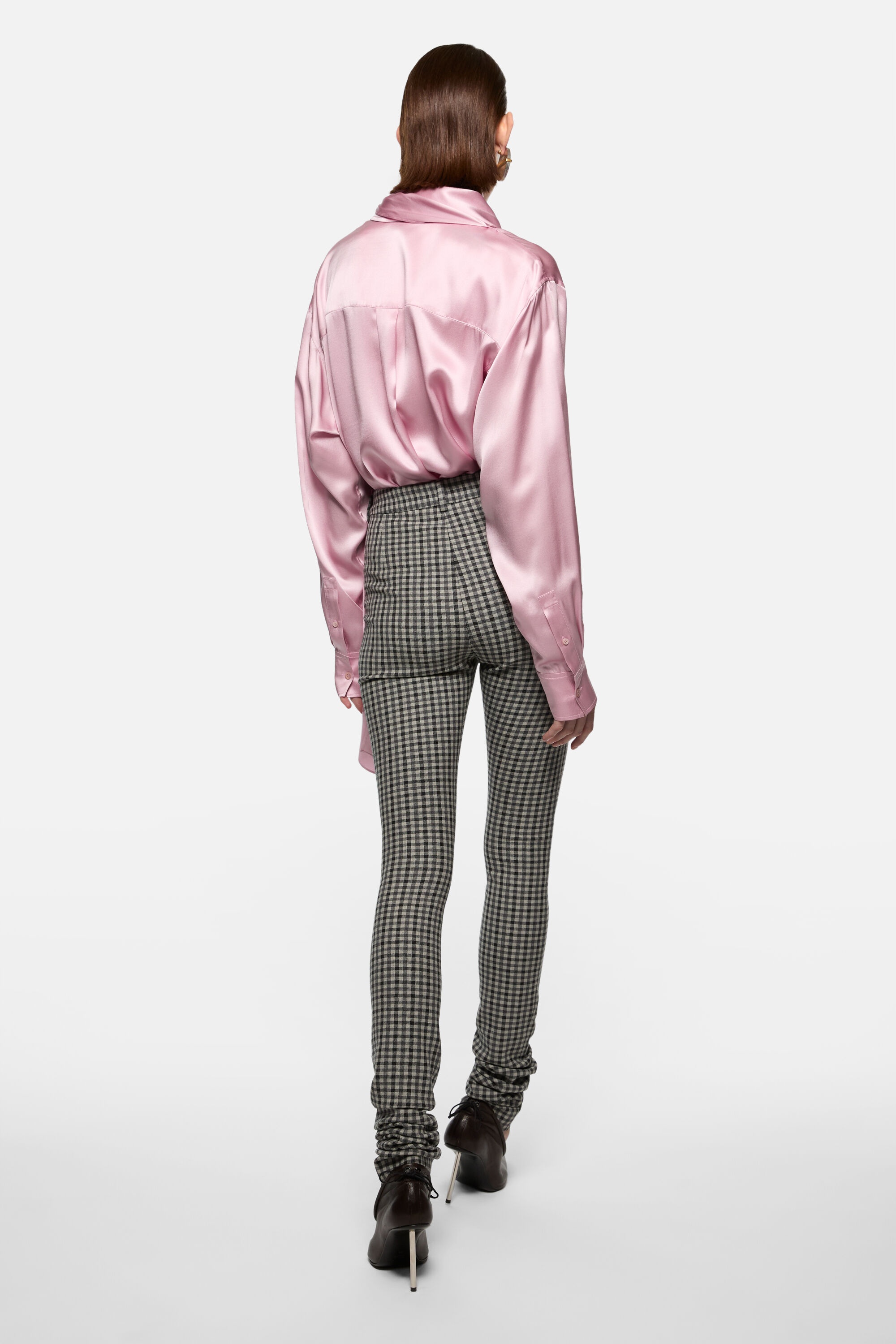 Layered Satin Blouse - Pastel pink - 3