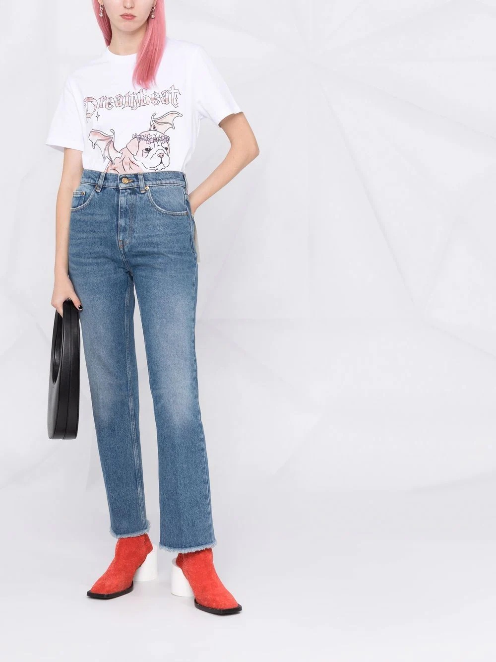 faded cropped jeans - 2