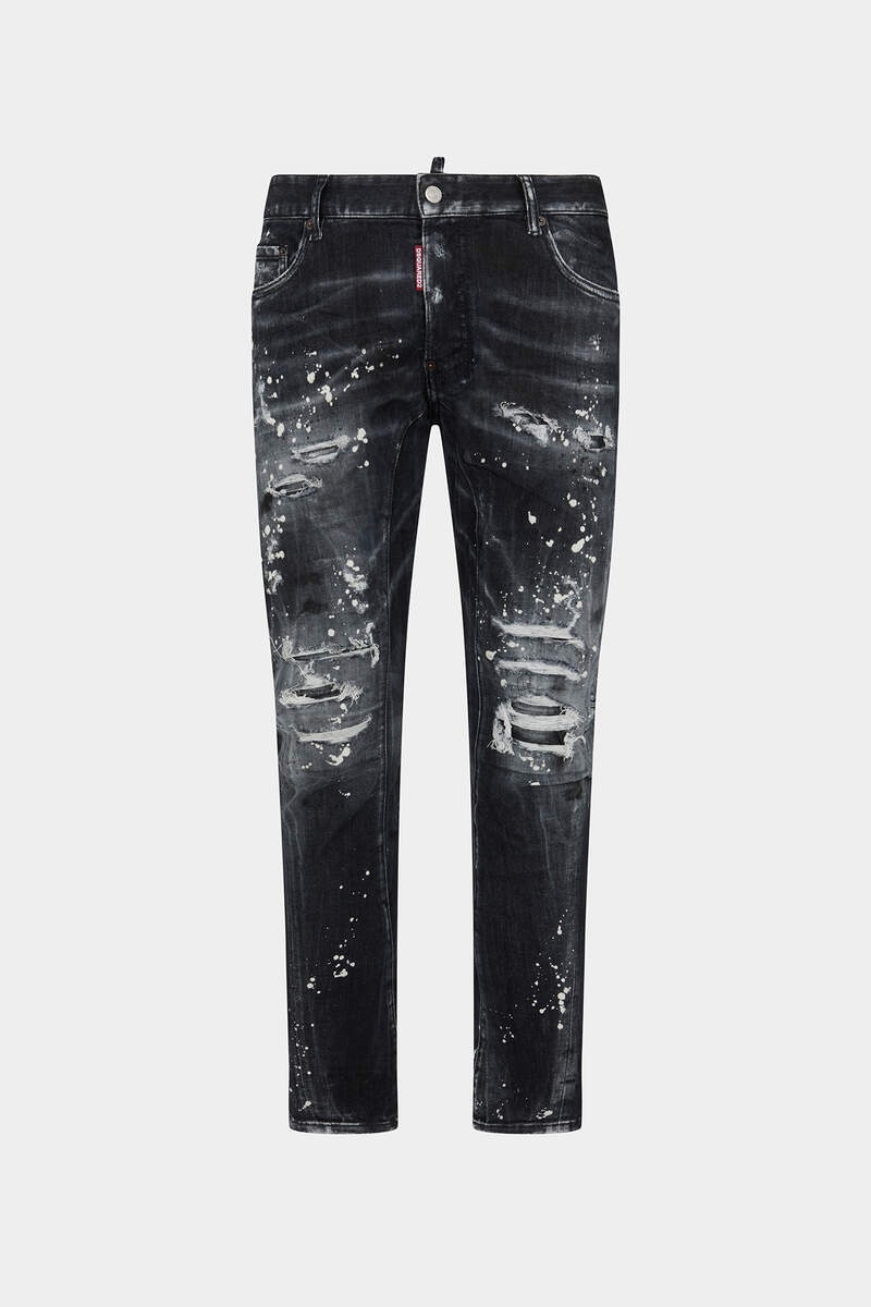 BLACK DIAMOND & STUDS WASH TIDY BIKER JEANS