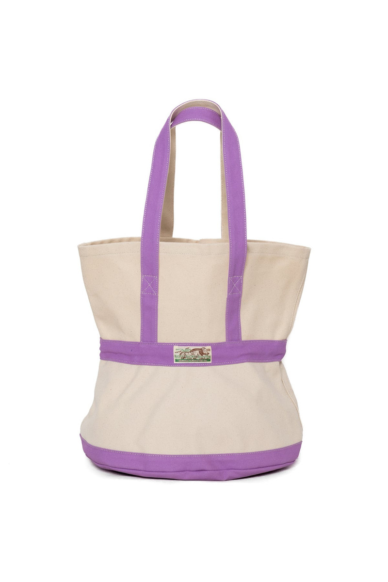 #4 Canvas ELEPHANT TOTE BAG M - Ecru x Purple 1