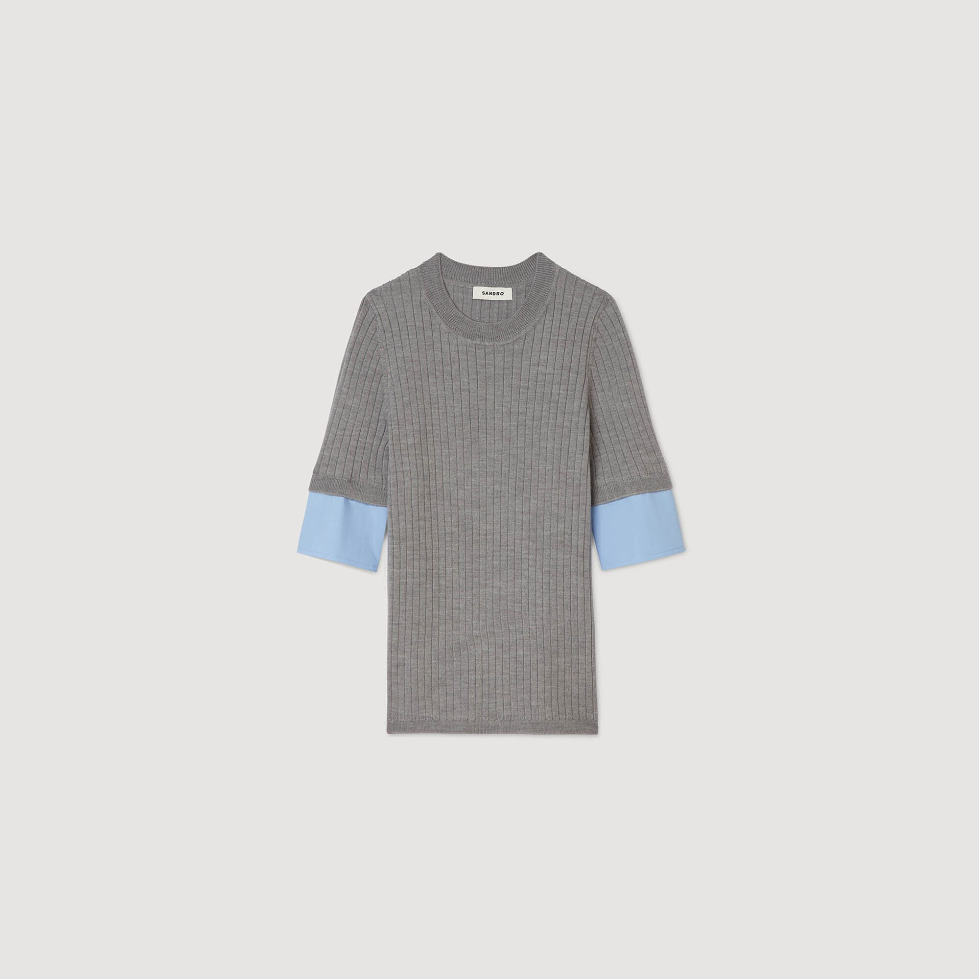 SWEATER WITH CONTRAST SHORT SLEEVES - 6