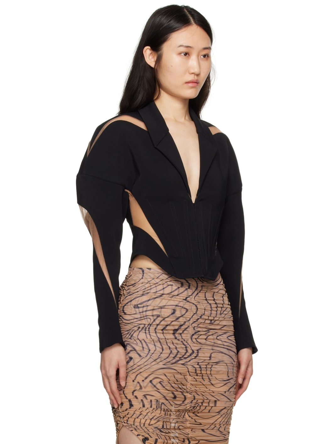 Black Spiral Illusion Blazer - 2