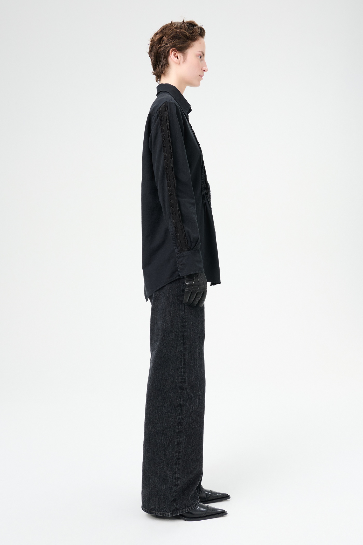 Sincere Shirt Pleated Black Kitchen Weave - 4