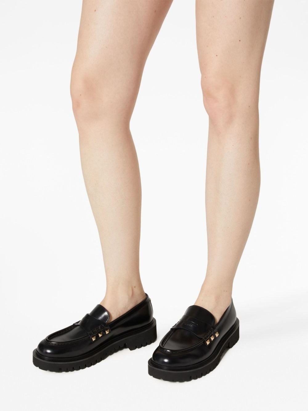Rockstud-embellished leather loafers - 6