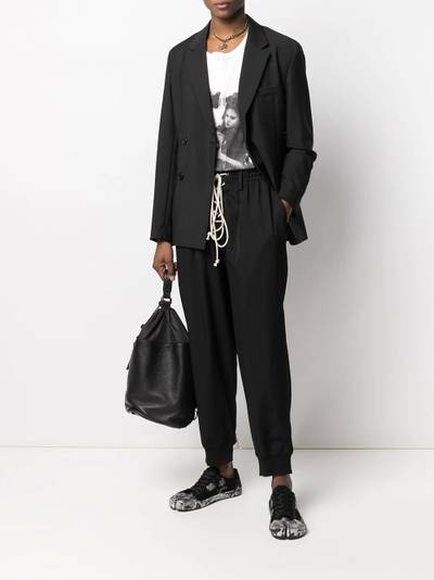 Yohji Yamamoto lace-up drop-crotch wool trousers outlook