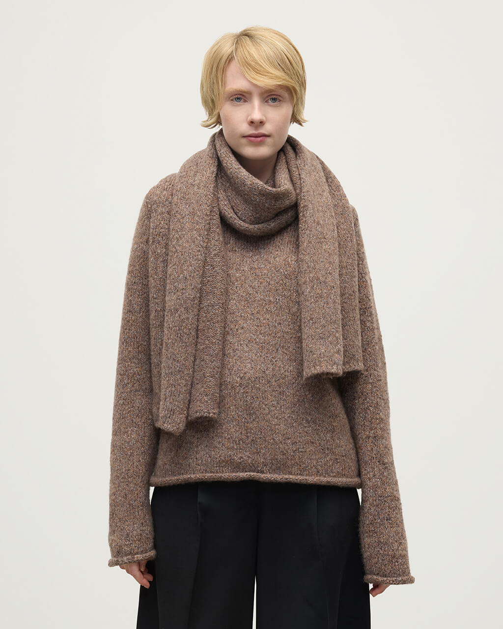 Cashmere Bouclé Brown Scarf - 3