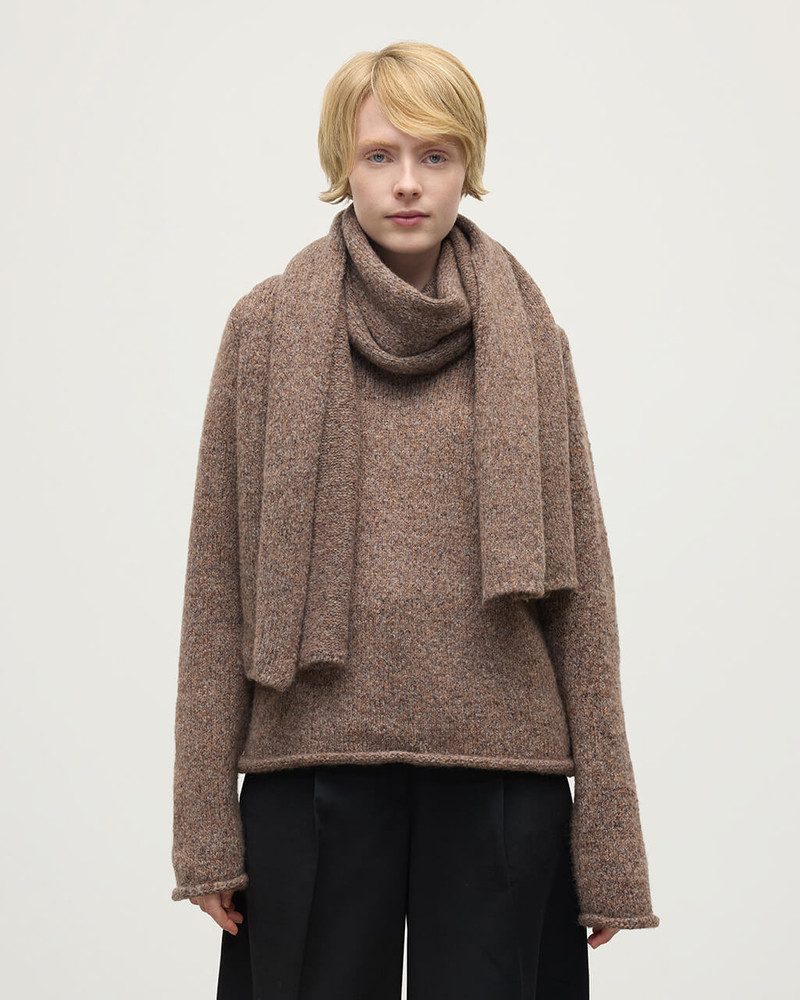 Cashmere Bouclé Brown Scarf 3