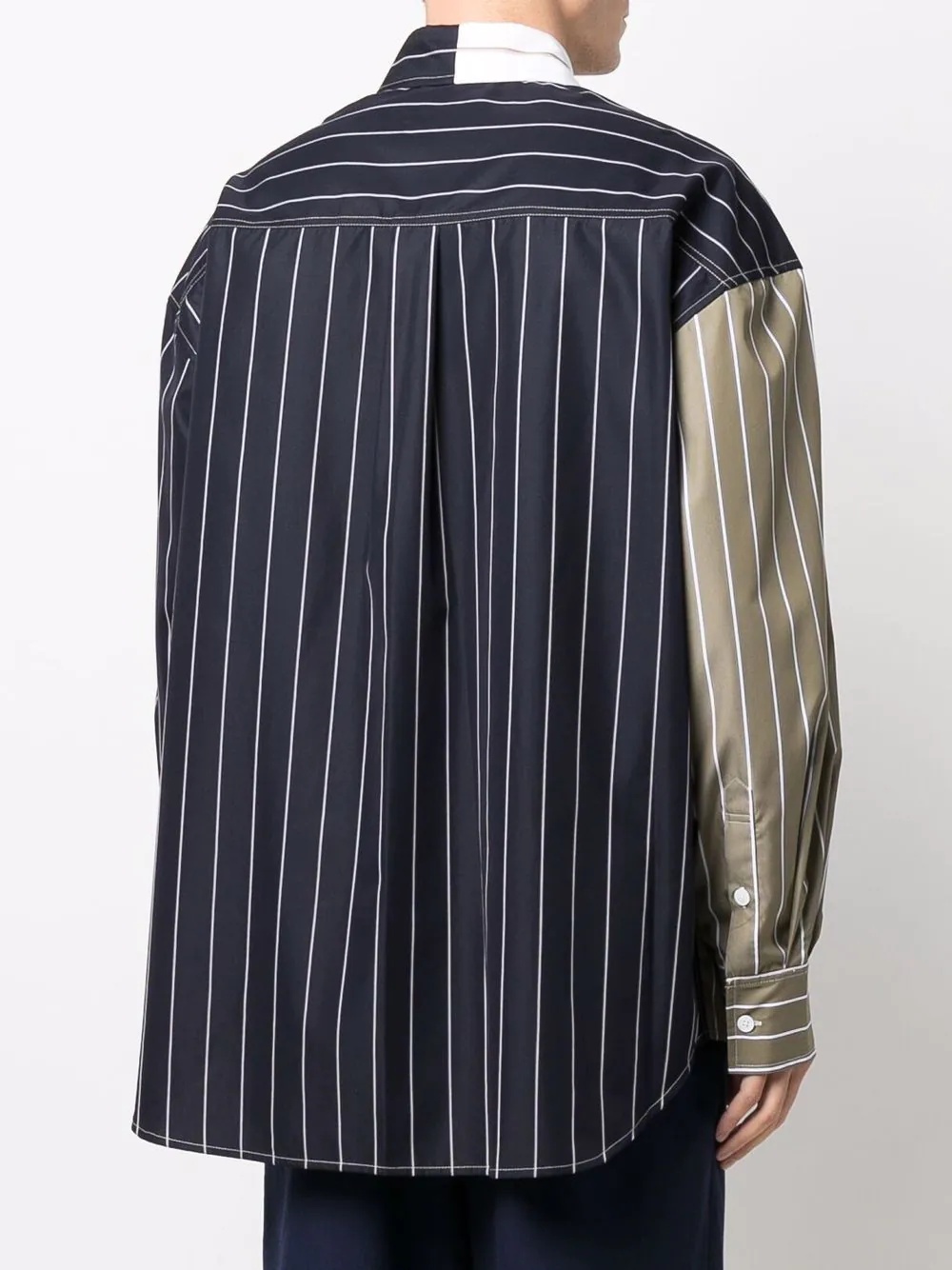 pinstriped colour-block shirt - 4