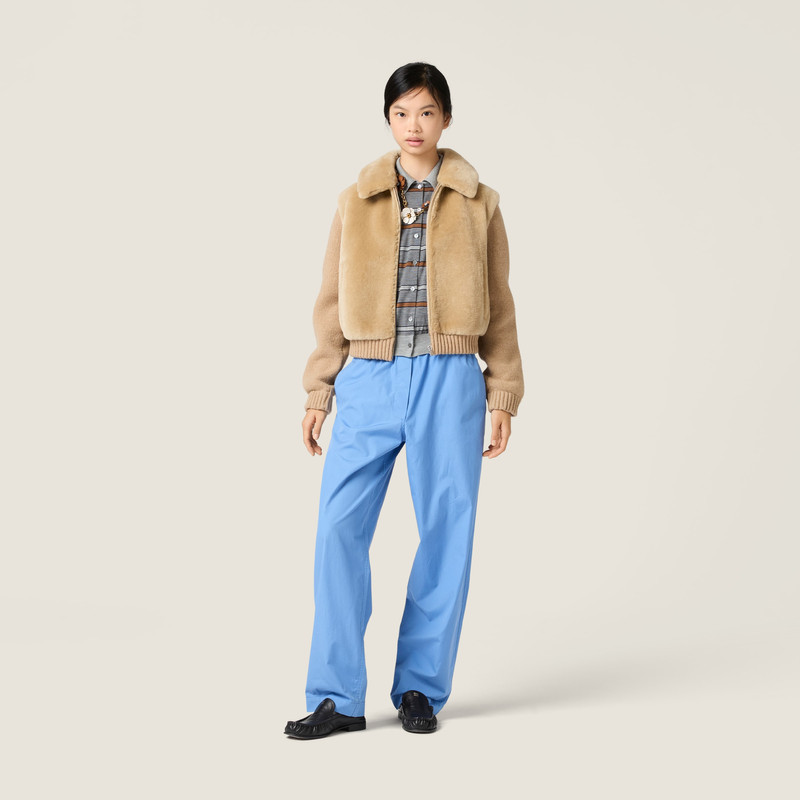 Miu Miu Shearling and knit blouson jacket outlook