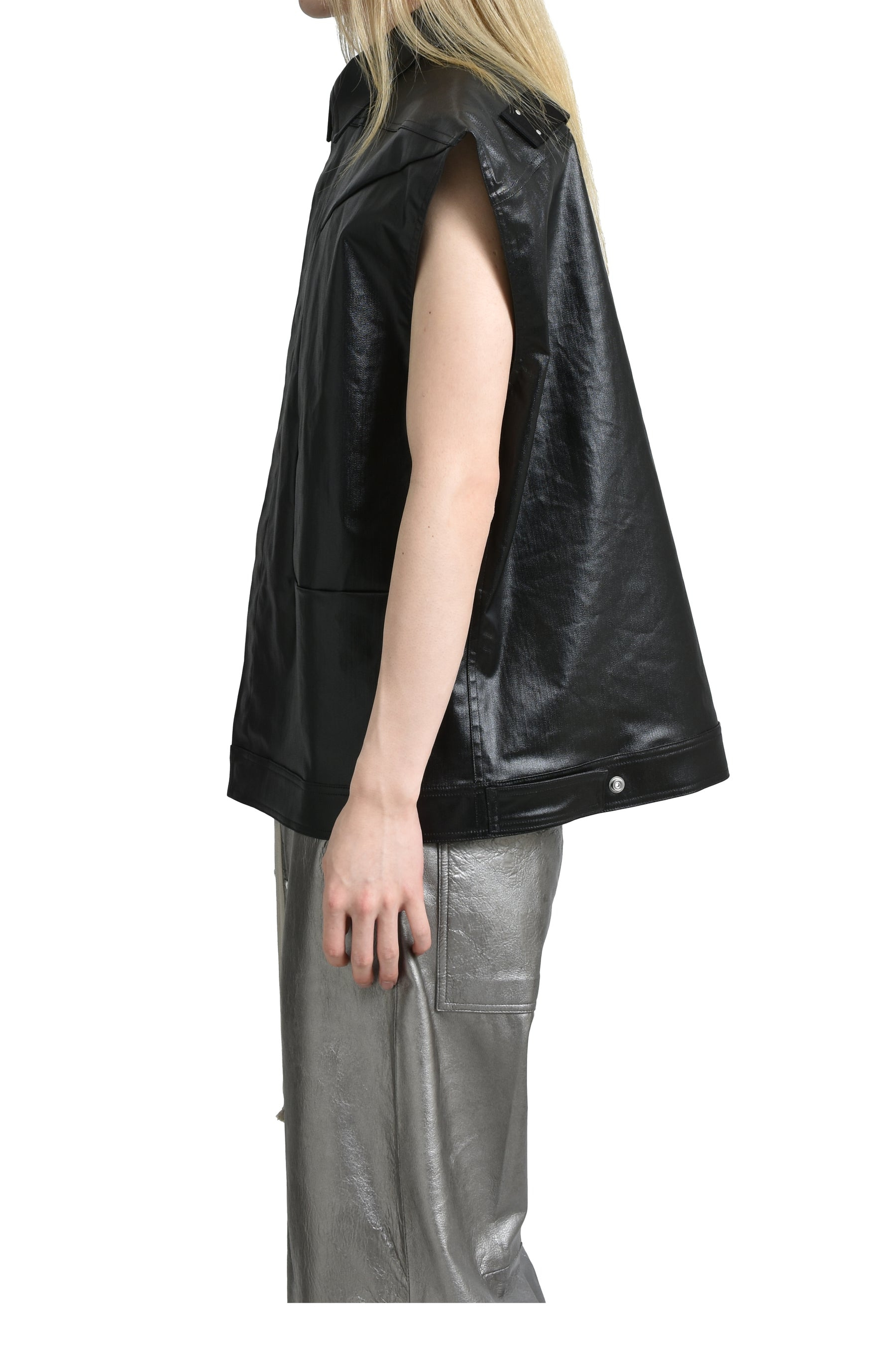 SLEEVELESS JUMBO OUTERSHIRT / BLK - 3