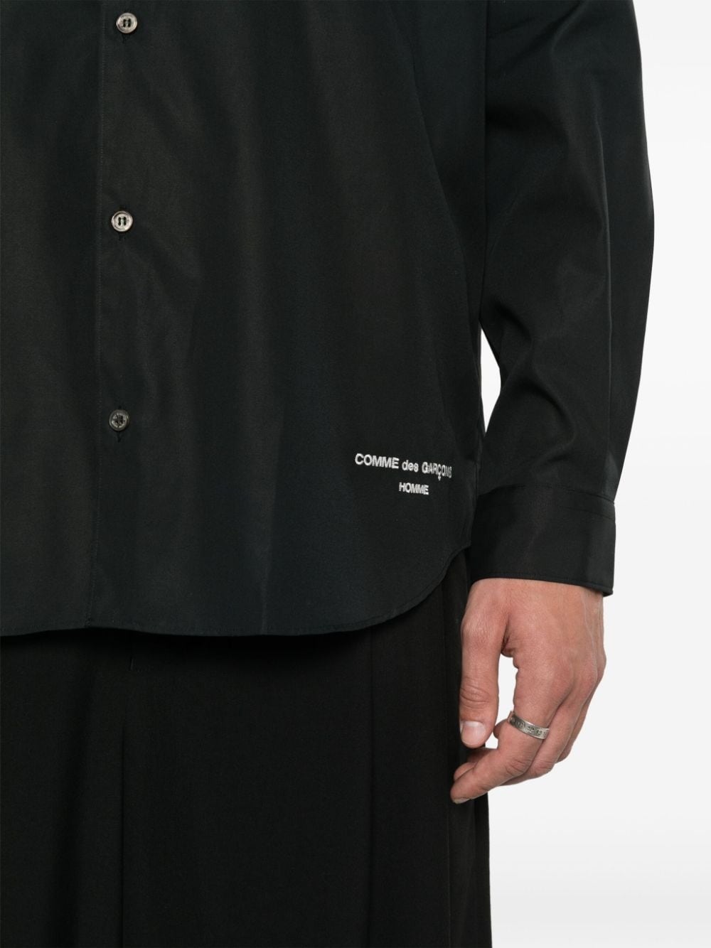 embroidered-logo cotton shirt - 5