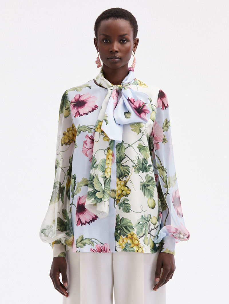 FIG & GRAPES SILK CHIFFON BLOUSE 1