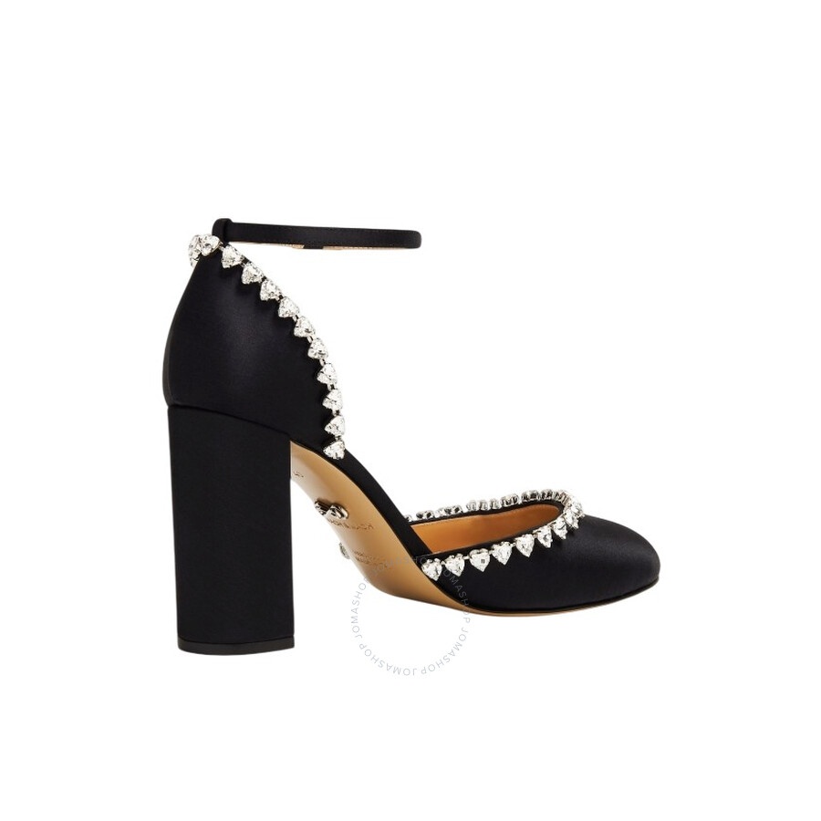 Mach & Mach Audrey 95 Crystal Heart Satin Pumps - 3