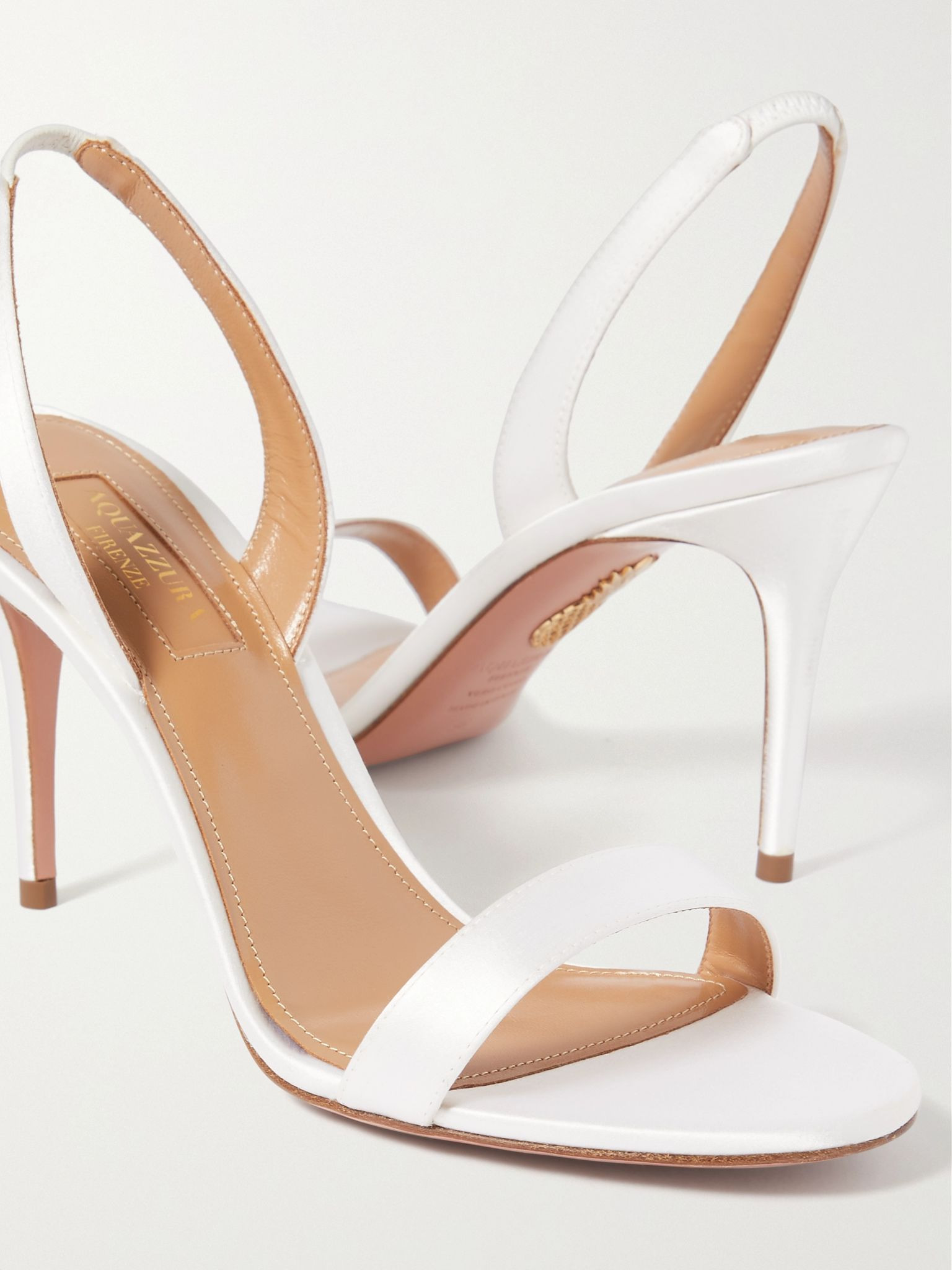 So Nude 85 satin slingback sandals White - 4