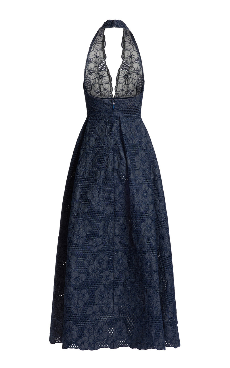 Embroidered Denim Maxi Dress blue 9