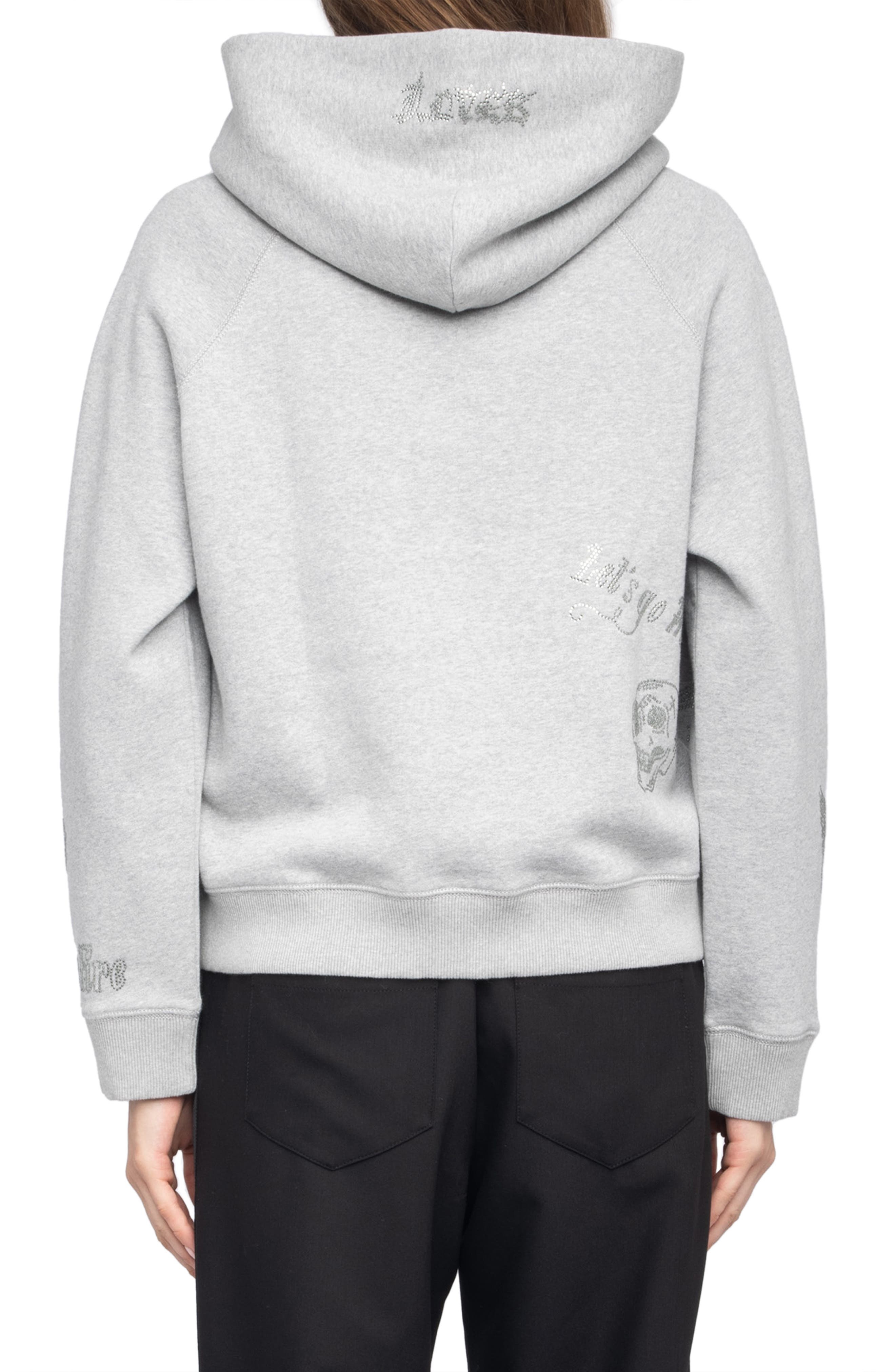 Zadig & Voltaire Georgy Multicusto Strass Cotton Hoodie in Gris Chine at Nordstrom - 2