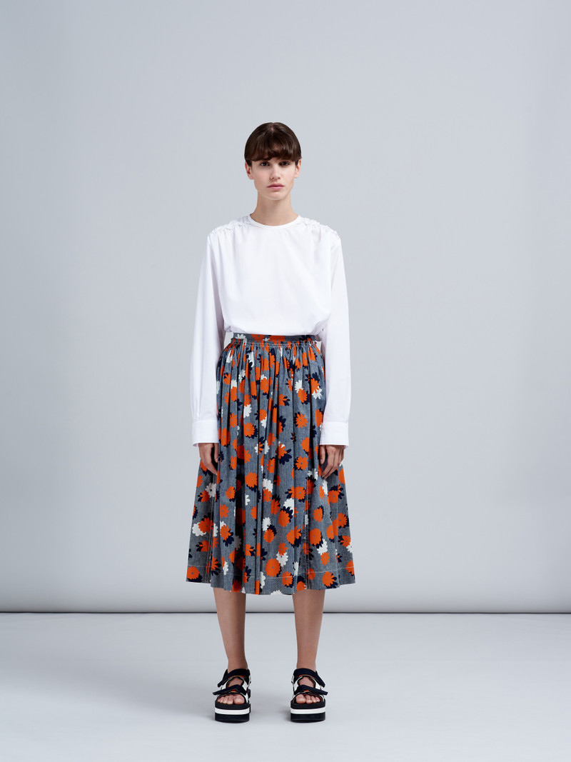 Marni DAISIES PARTY PRINT CHAMBRAY SKIRT outlook