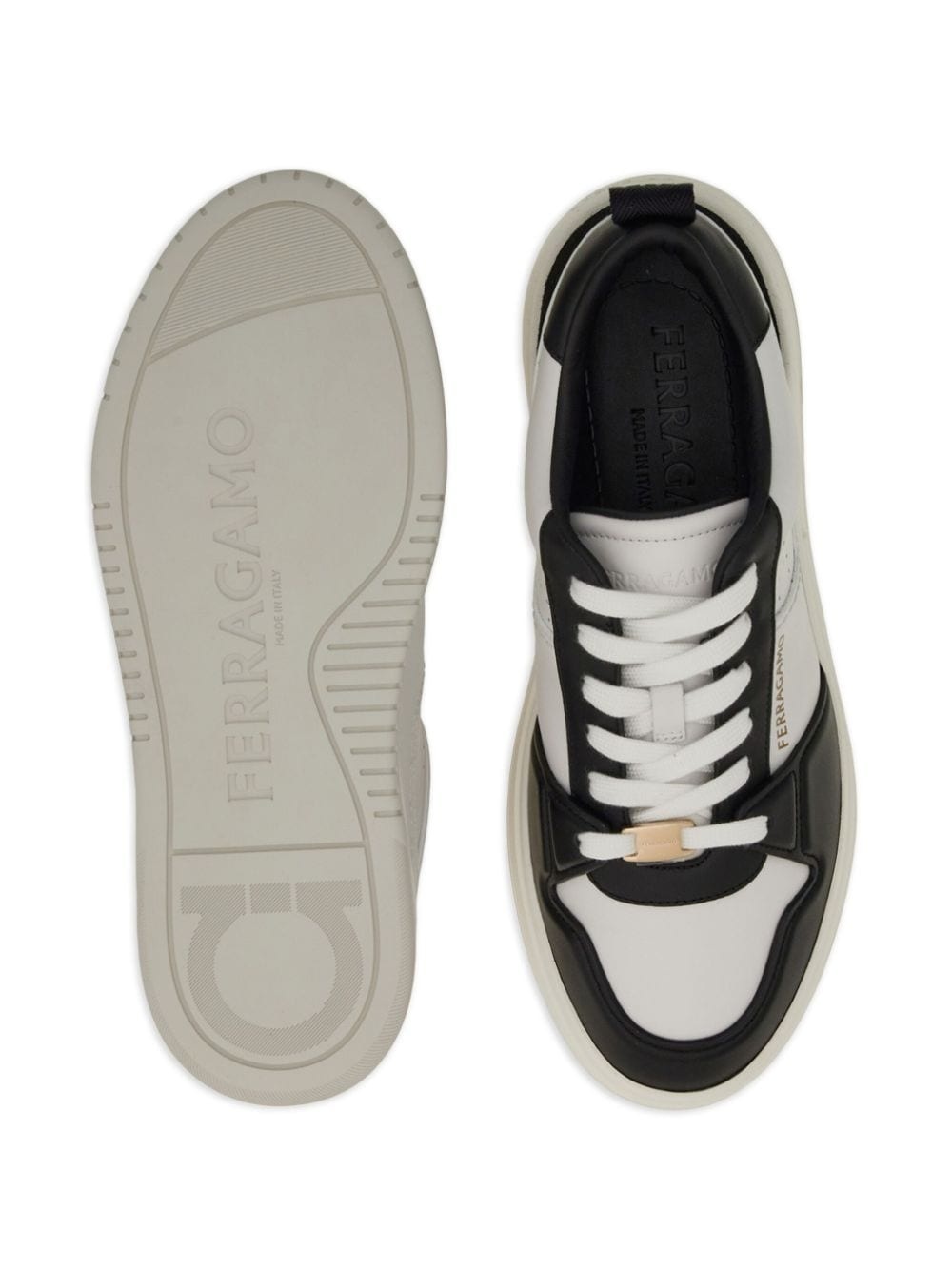 two-tone leather sneakers - 5