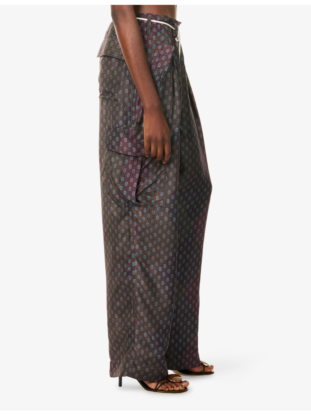 Polka-Dot Wide-Leg Silk Trousers - 3
