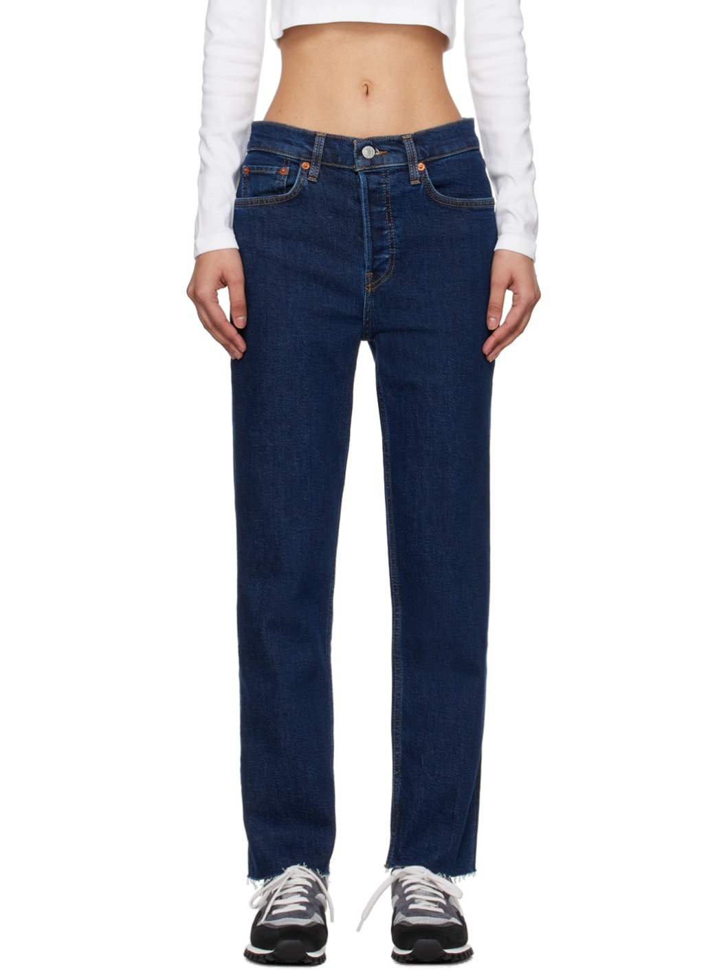 Blue 70s Stove Pipe Jeans - 1