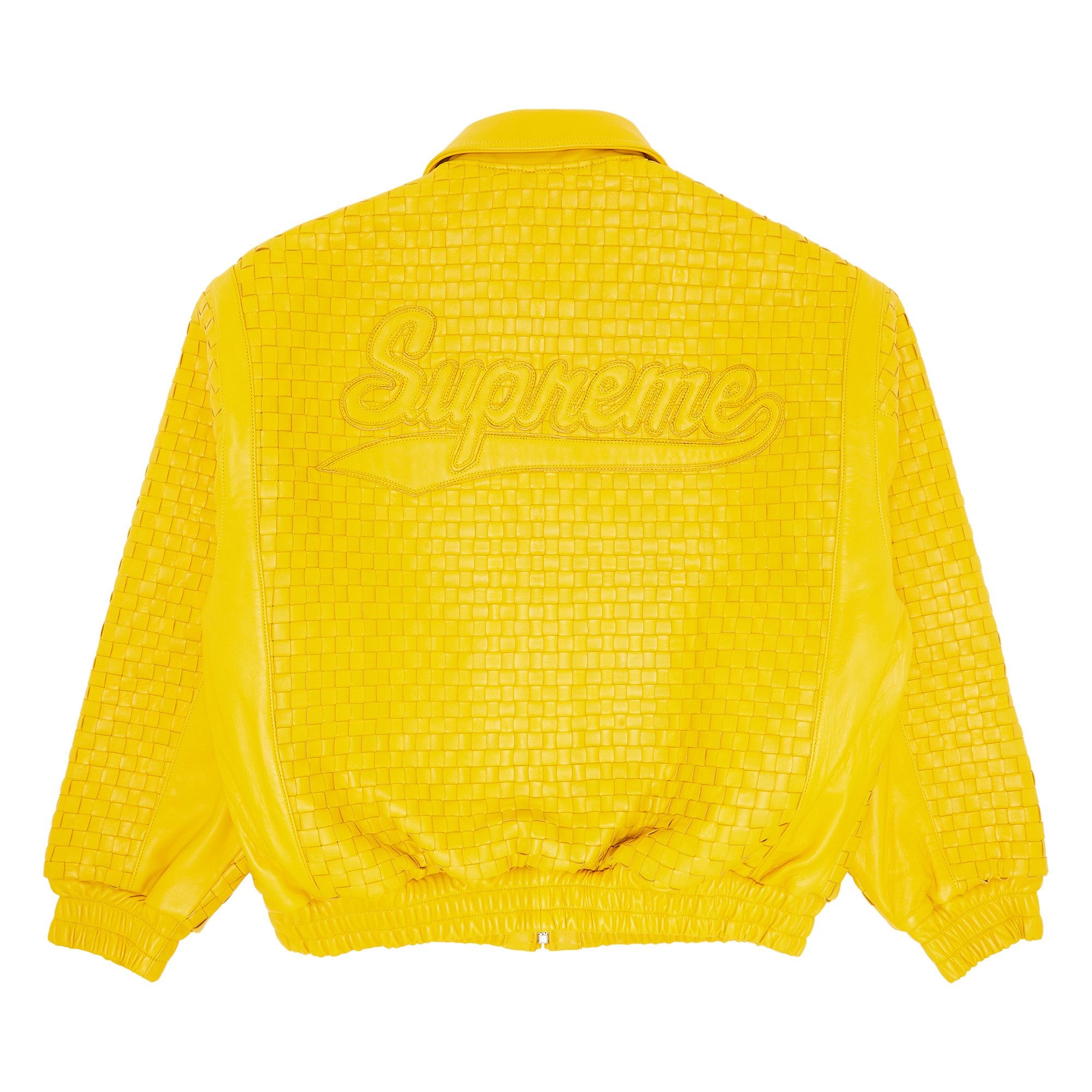 Supreme Woven Leather Varsity Jacket 'Yellow' - 2