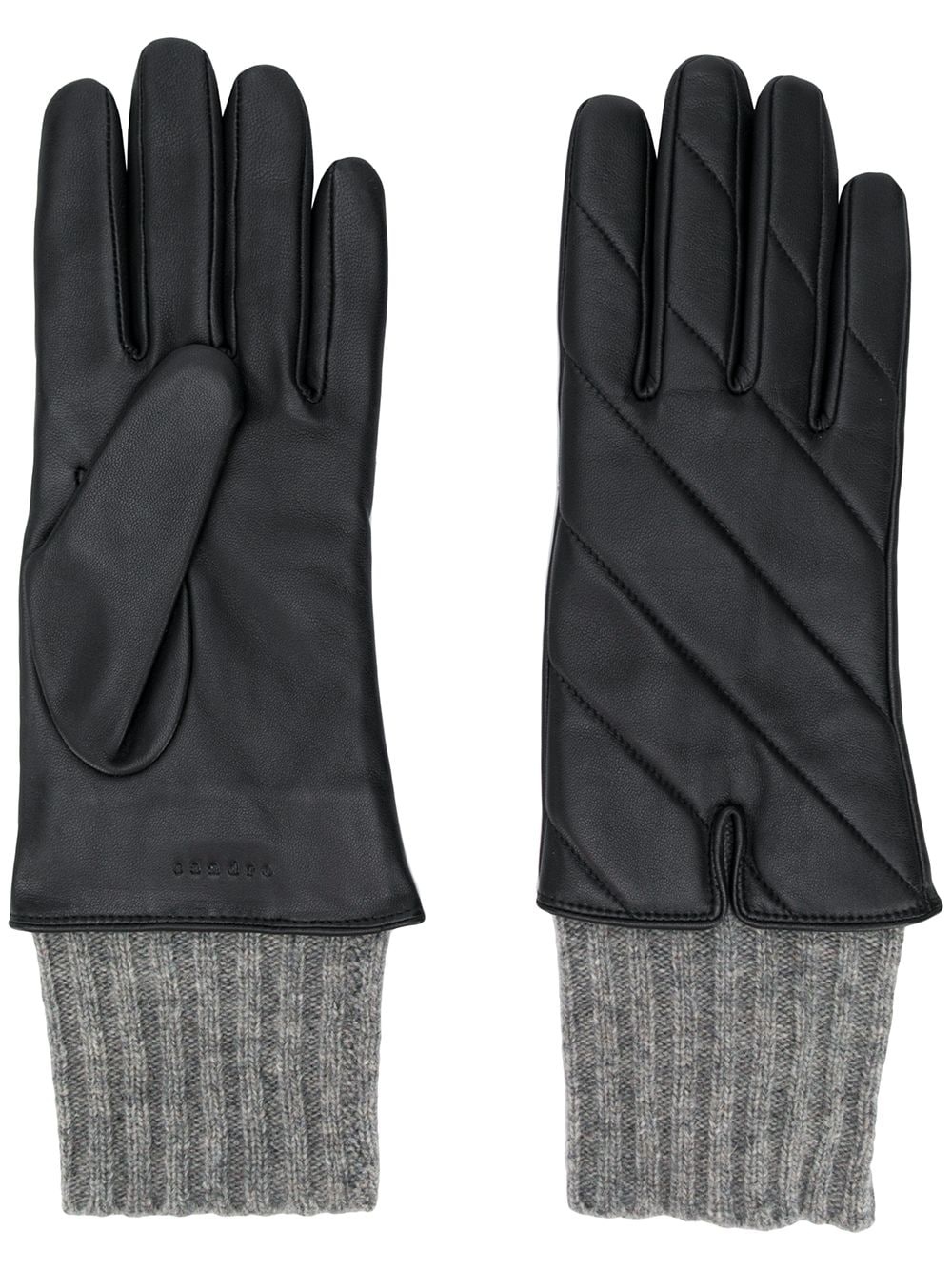 quilted ribbed-cuff gloves - 1