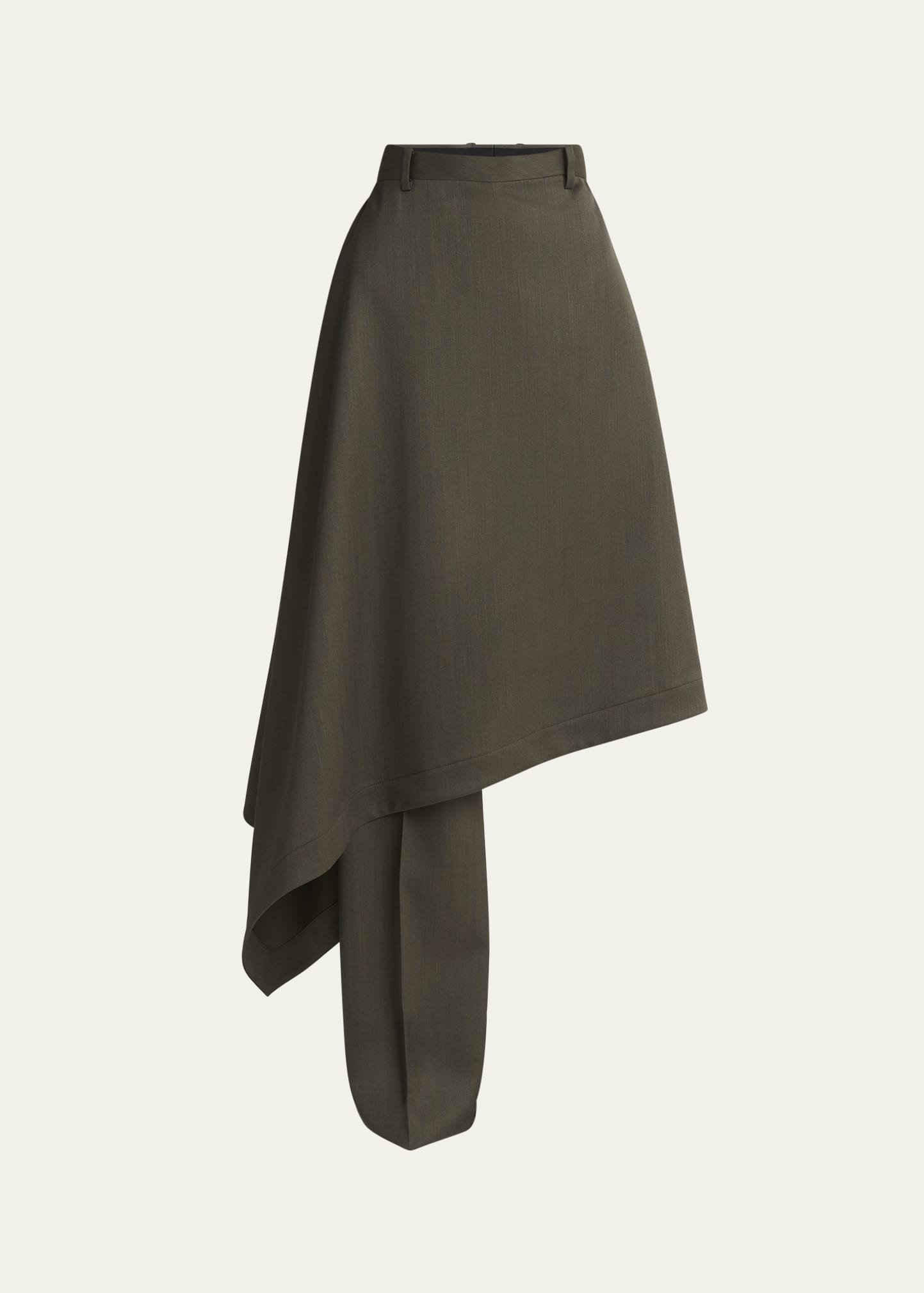 Asymmetric Wool Skirt Trousers - 1