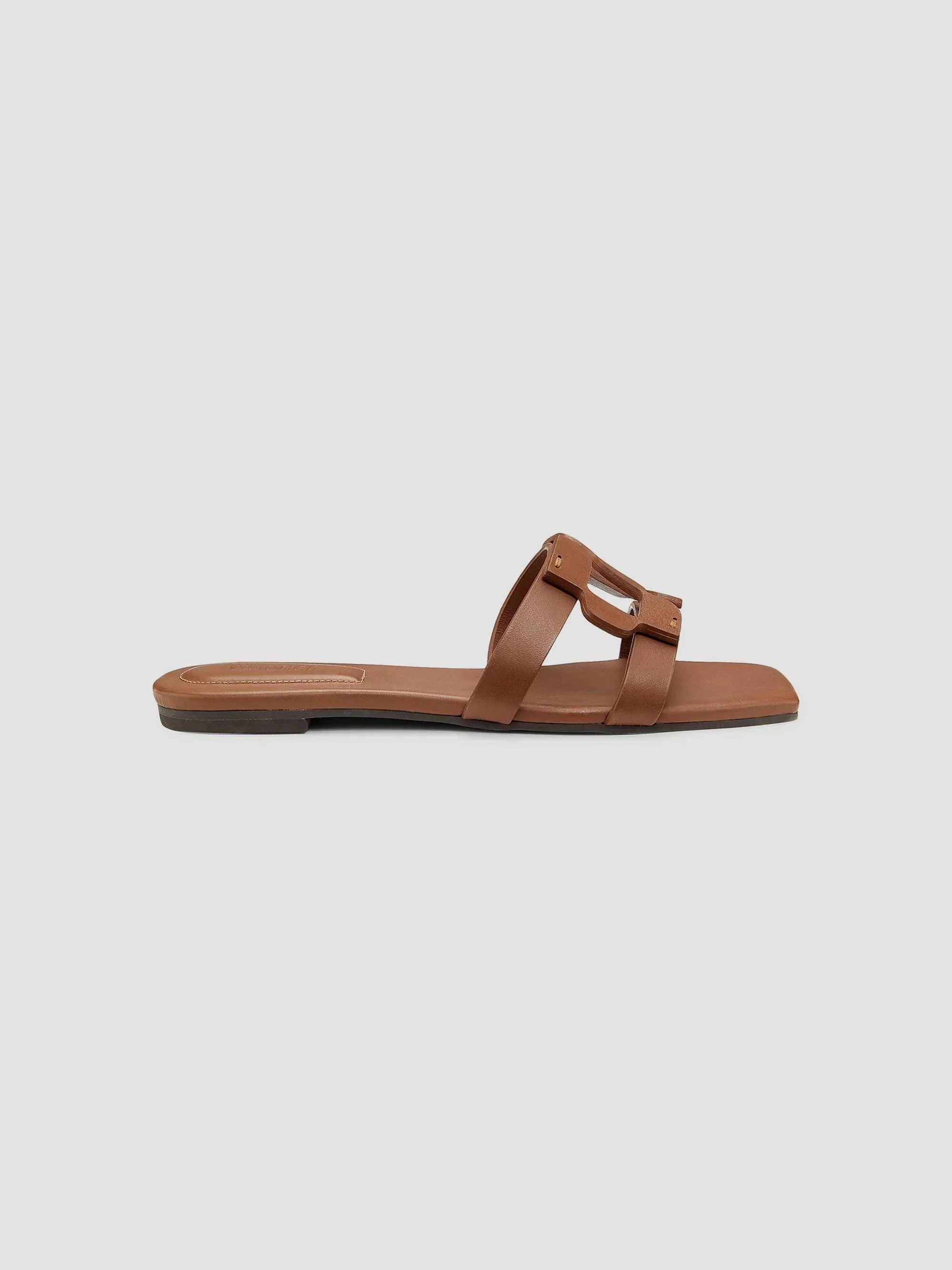 Women's Monogram Leather Flat Slides - Sable - 1