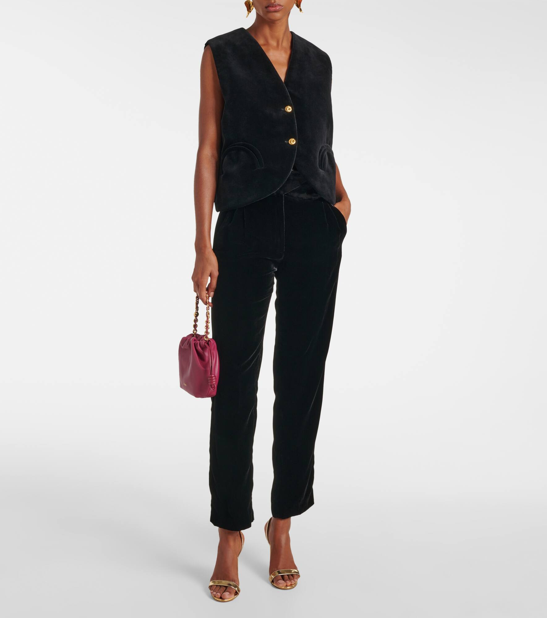 Afterglow high-rise velvet slim pants - 2