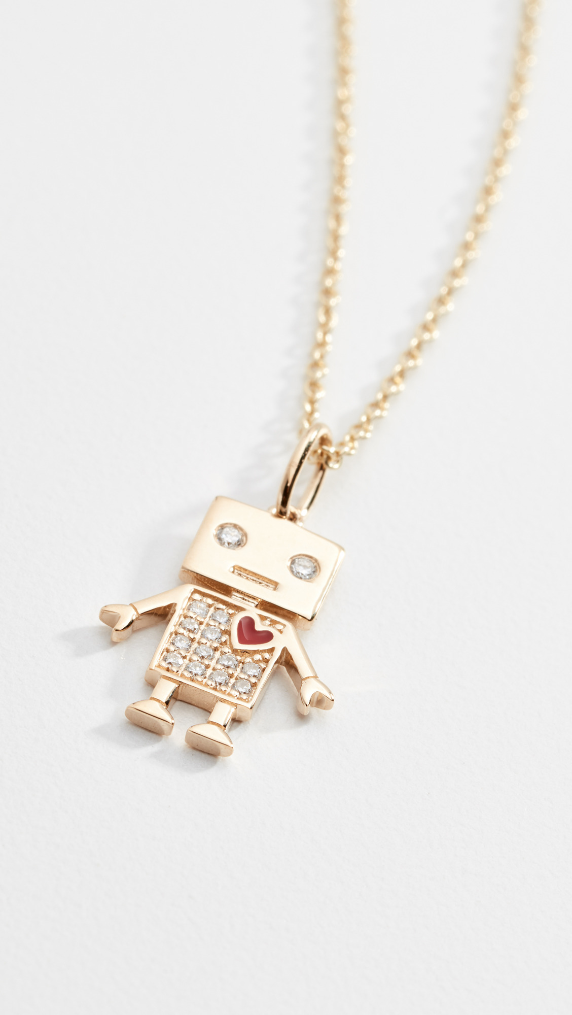 14k Gold Love Robot Necklace - 1