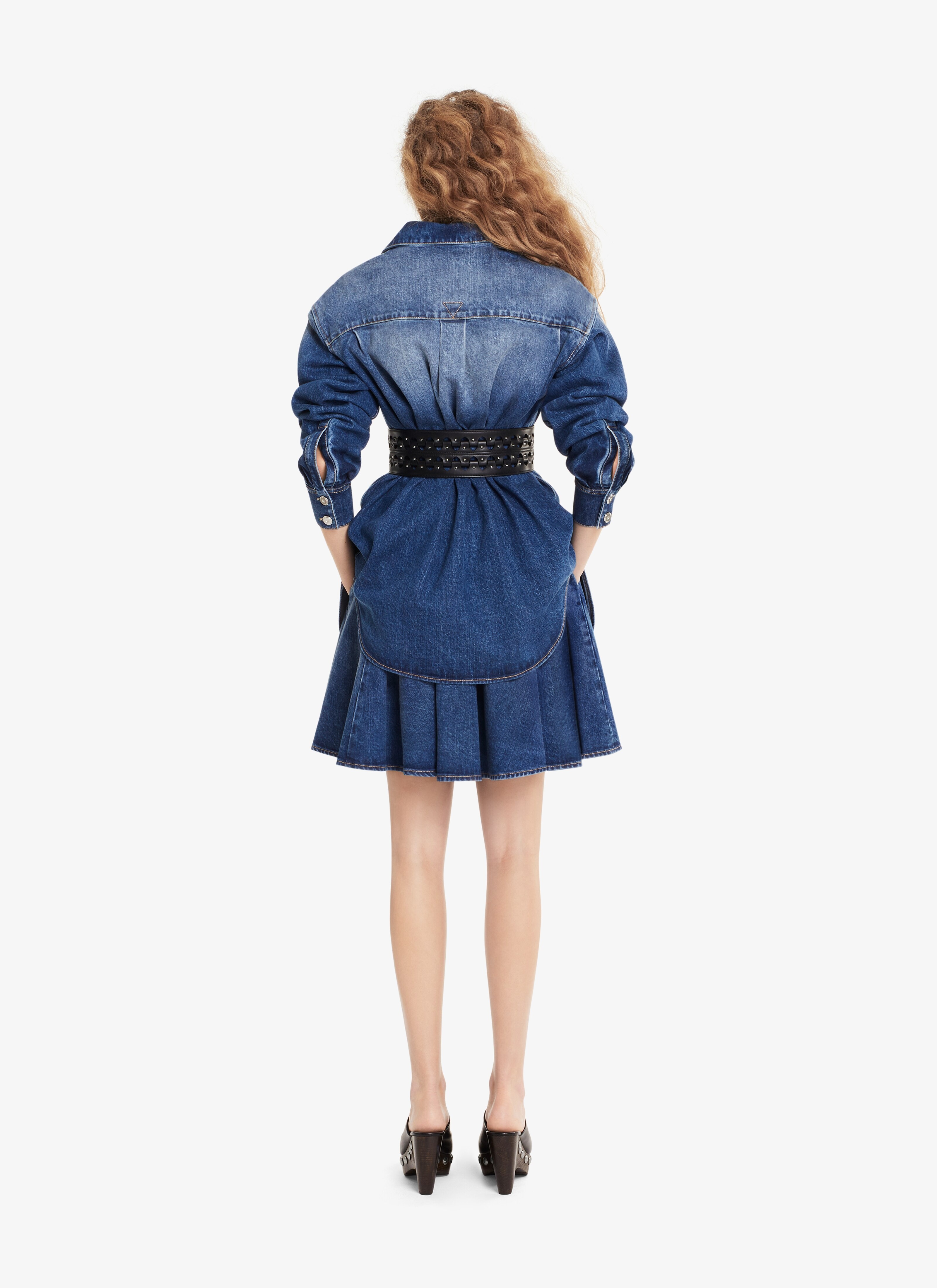 WASHED DENIM SKATER SKIRT - 3