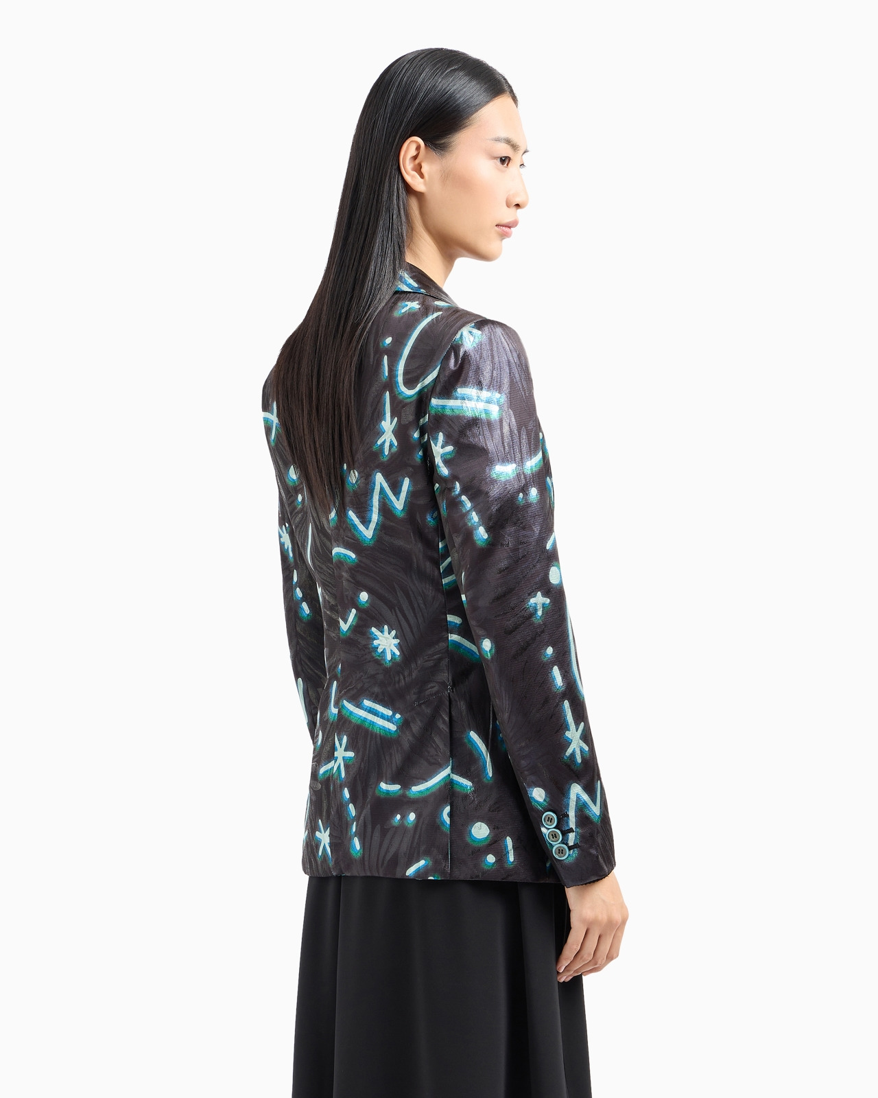 Single-breasted blazer in lurex fabric with an all-over Starry Sky print - 3