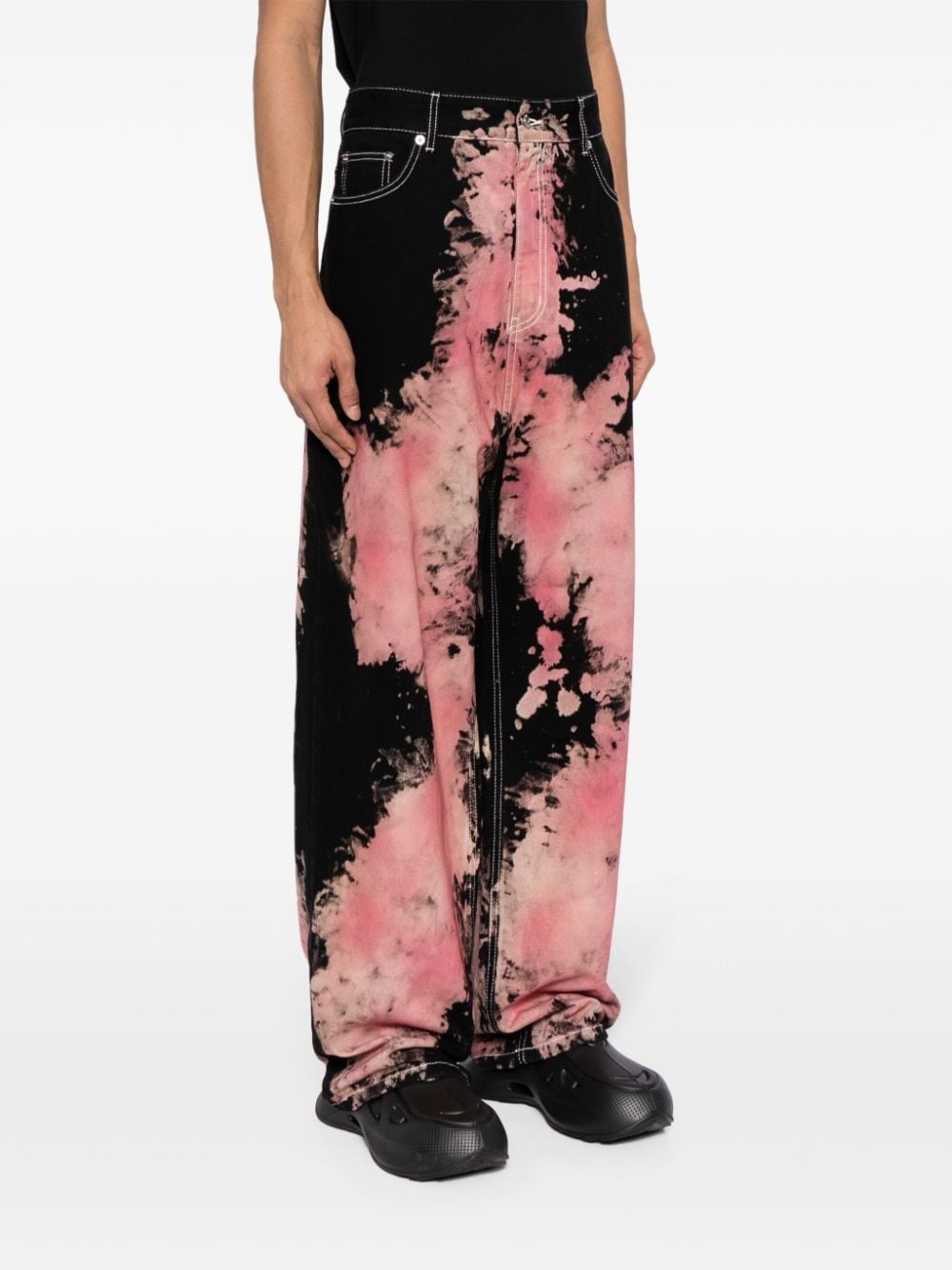 tie-dye-print wide-leg jeans - 3